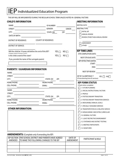 Iep Form 09 Static Individualized Education Program Alternative Education