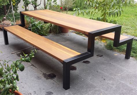 Simple and stylish timber and steel framed commercial and domestic picnic tables