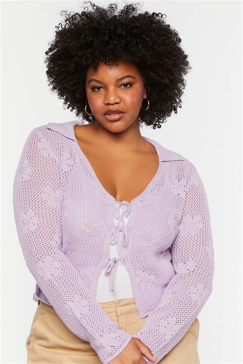 Plus Size Floral Crochet Cardigan Sweater