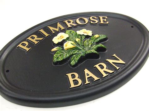 Classic Primrose Design Cast On A Resin House Sign With Raised Letters Primrose Personalized