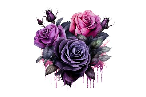 Watercolor Gothic Roses Clipart Graphic By Nayem Khan Creative Fabrica