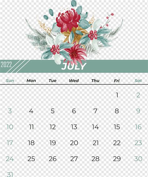 Calendario Julio Png Pngwing