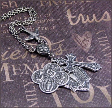 Catholic Necklace Cross Jewelry Religious Medals Virgin - Etsy