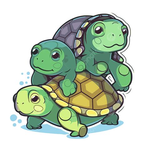 Three Turtle Stickers On Top Of Each Other Vector Clipart Turtles Turtles Clipart Cartoon