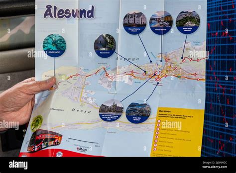 alesund male holding map  alesund norway stock photo alamy