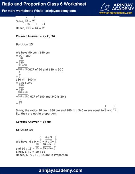 Ratio And Proportion Class Worksheet Arinjay Academy