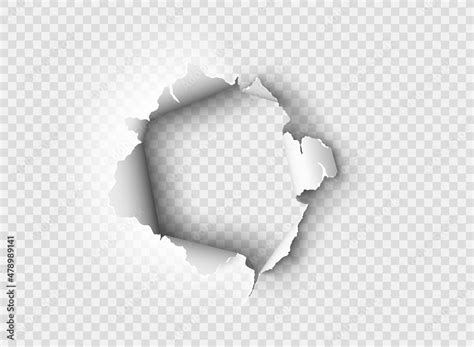 Ragged Hole Torn In Ripped Paper On Transparent Background Stock Vector