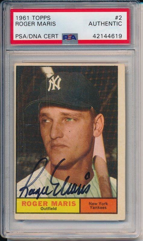 Roger Maris Signed Topps Psa Encapsulated Pristine Auction