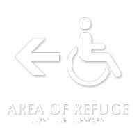 Handicap Area Of Refuge Left Arrow Sign With Braille Sku Sb L