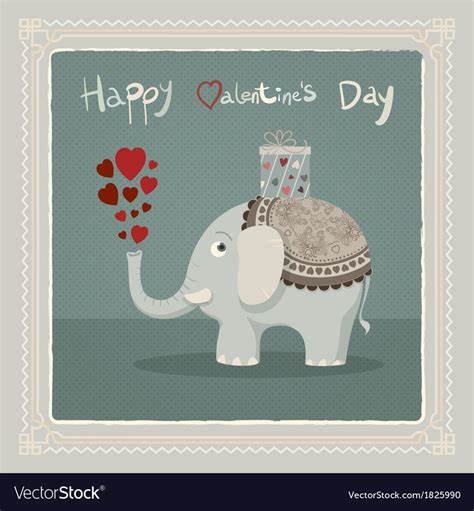 Valentines Day Elephant Card Royalty Free Vector Image