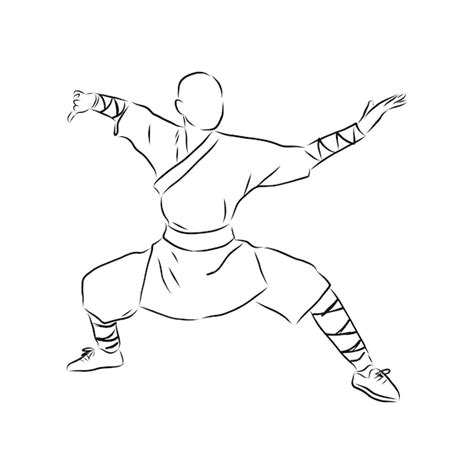 Desenho Vetorial De Lutador De Kung Fu Arte Marcial Chinesa De Kung Fu