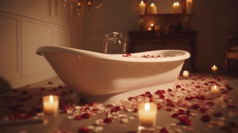 Premium AI Image | A bathtub with roses and candles in the background