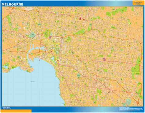 Melbourne Area Laminated Biggest Wall Map Largest Wall Maps Of The