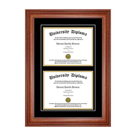 Double Diploma Frame With Double Matting For 17 X 14 Tall Diploma