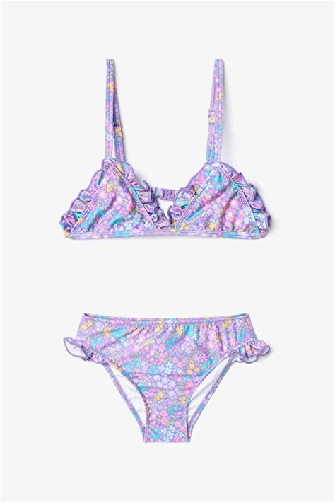 K Z Ocuk Pretty Flowers I Ekli F Rf Rl Gen Bikini Tak M Plfbpgzl Iy Mix Ok Renkli Penti