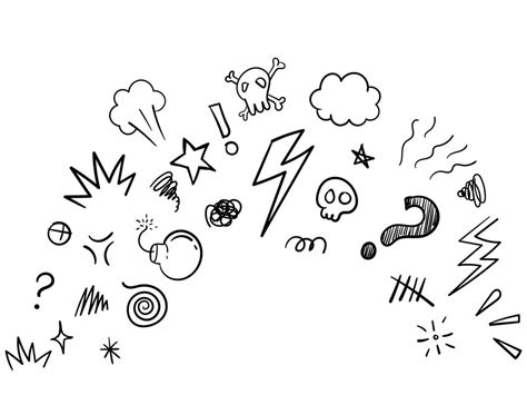 Doodle Sketch Style Of Swearing Icons Hand Drawn Illustration