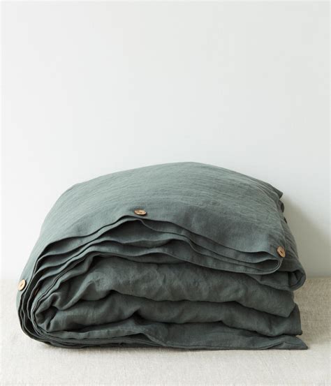 Linen Duvet Cover Set In Dark Green Linen Pillowcases For Etsy