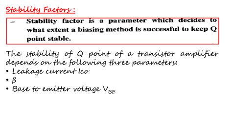 260822 Stability Factors The Stability Of Q Point Of A Transistor