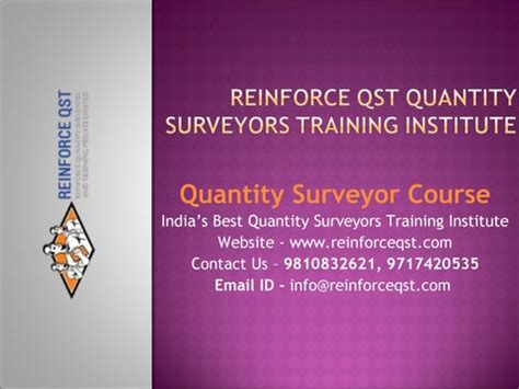 Quantity Surveyor Course | Surveying Training Institute by ReinforceQST ...