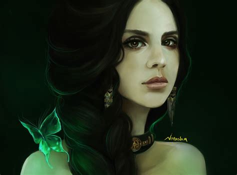 Wallpaper Illustration Portrait Fantasy Art Black Hair Head