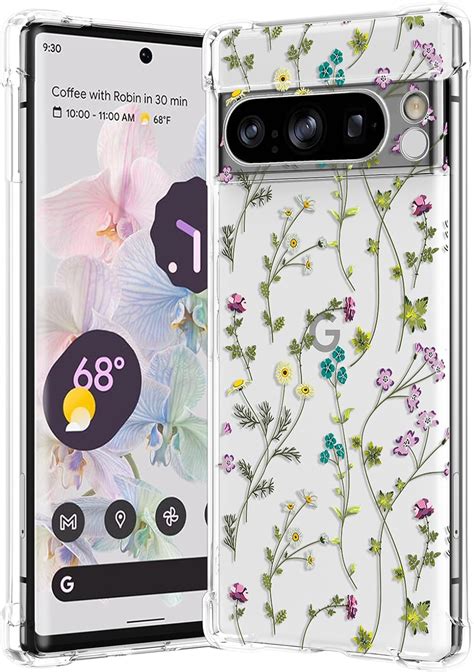 Raleavo Floral Case For Google Pixel Pro Clear Phone Case With