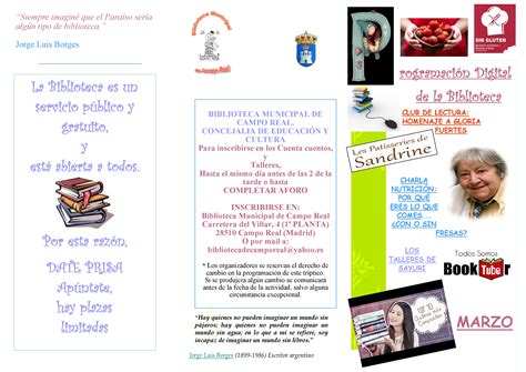 Programaci N Cultural Biblioteca Municipal Marzo