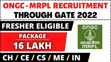 Ongc Mrpl Recruitment Through Gate Package Lakh