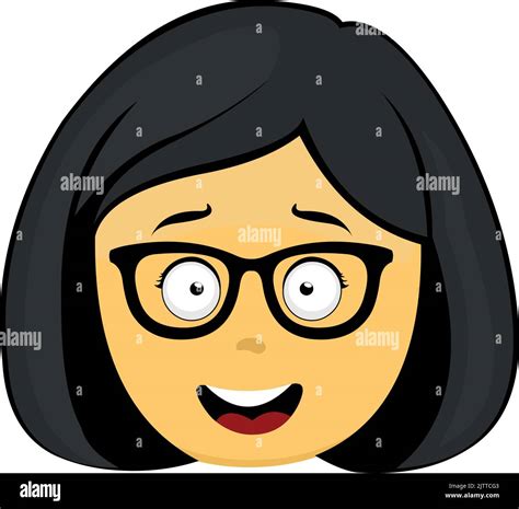 Vector Emoticon Illustration Of A Yellow Cartoon Woman Face With A