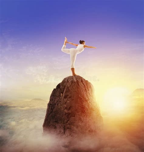 Yoga on Top of the Mountain Stock Image - Image of contemplation, relax: 106247677