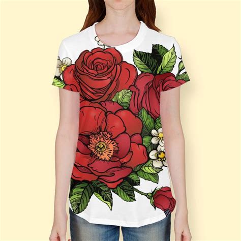 «wild Roses Womens All Over T Shirt By Mikart Exclusive Edition