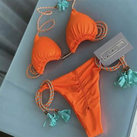 New Women Bikini Backless Rope Triangle Swimsuit Multicolor Walmart