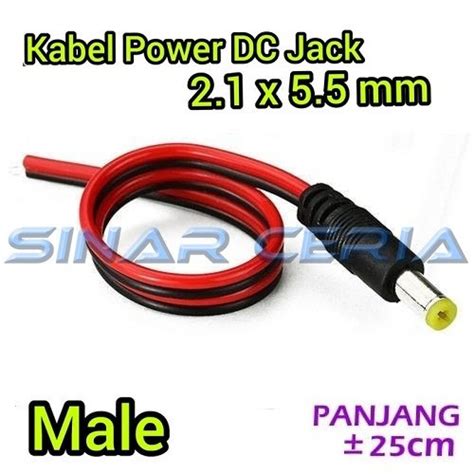 Jual Jack Dc Male Connector Kabel Power Colokan Cctv Arduino 21x55mm