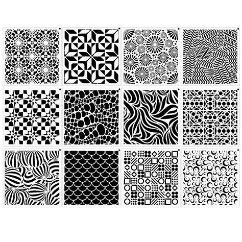 Buy 12-Pack (12x12Inch) Geometric Stencils Painting Templates for Wall ...