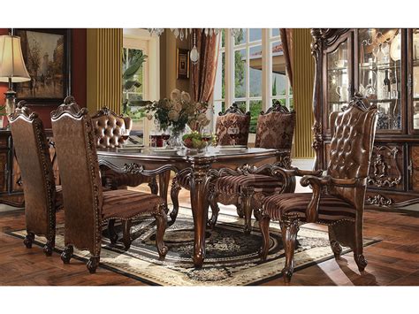 Versailles Cherry Oak Rectangular Leg Dining Table Set Shop For Affordable Home Furniture