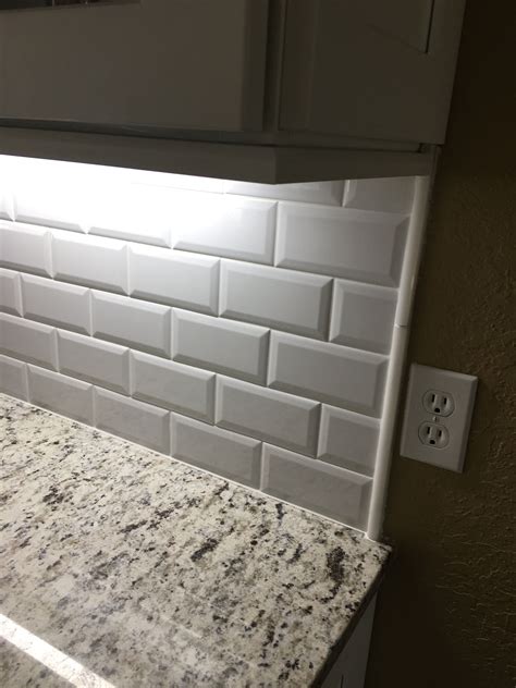 36 Beveled Edge Subway Tile Backsplash Odessa Florida White Subway Tiles Kitchen Backsplash