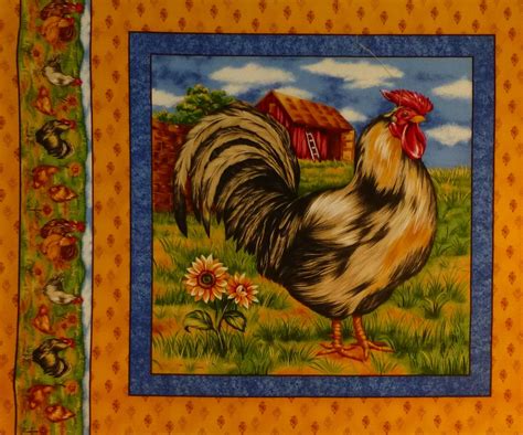 Panneau Tissu Coq Cm Coq En Patch Le Sp Cialiste Du Patchwork