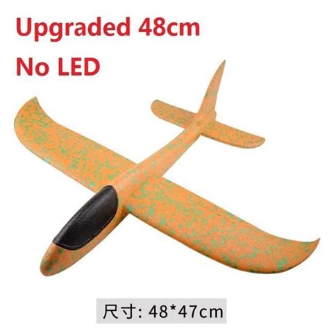 Jaune 48cm pas de LED Planeur à main en mousse pour enfants avion à