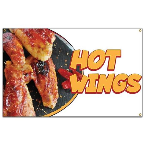 Signmission Hot Wings Banner Concession Stand Food Truck Single Sided B