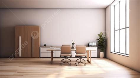 Sleek Office Space With Compact Meeting Table And Filing Cabinet 3d