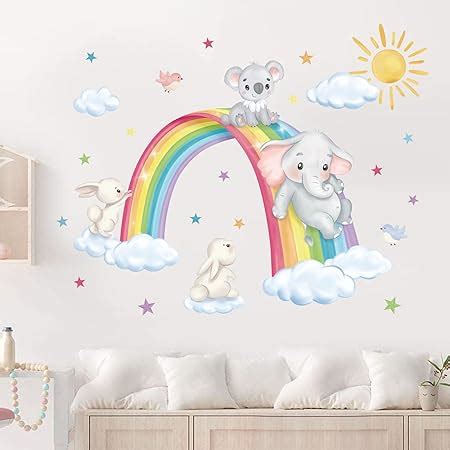 Wondever Wandtattoo Regenbogen Einhorn Wandaufkleber Wolken