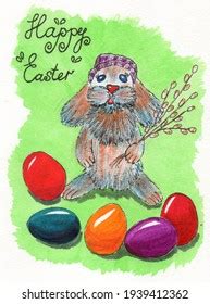 Easter Bunny Pussy Willow Eggs Stock Illustration Shutterstock