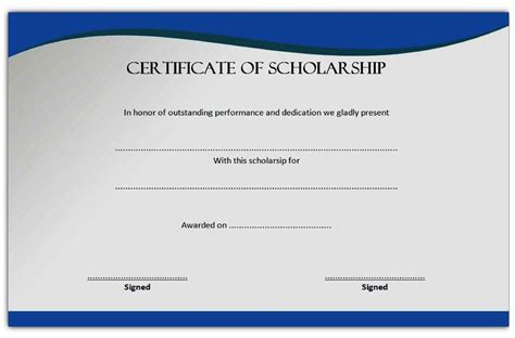 scholarship certificate templates word
