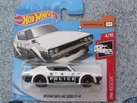 Hot Wheels Nissan Skyline Gt R White Police Hw Rescue Birthday Gift Rare Miniature Model