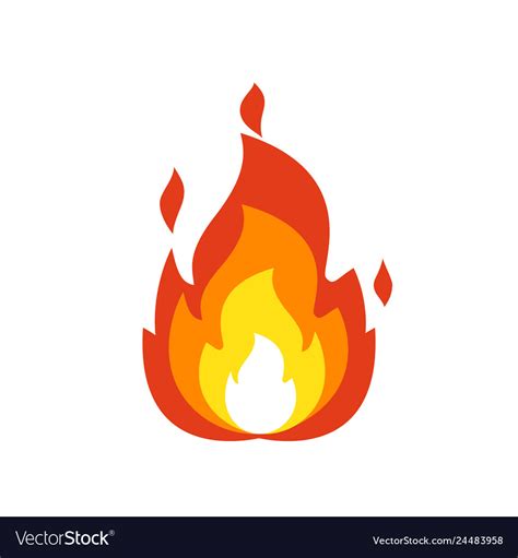 Fire Flame Icon Isolated Bonfire Sign Emoticon Vector Image