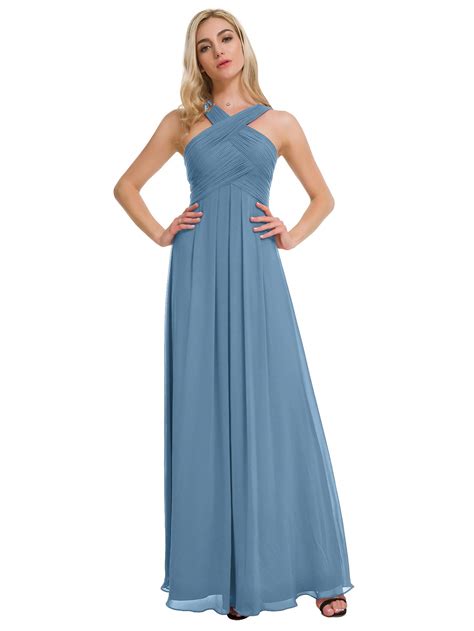 Alicepub Crisscross Neck Bridesmaid Dress Chiffon Long Formal Dresses