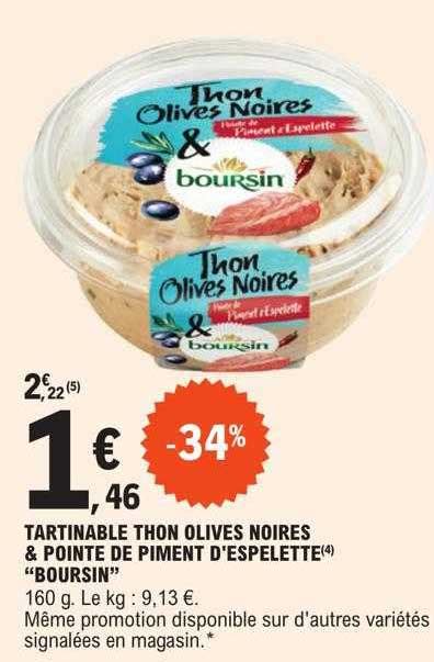 Promo Tartinable Thon Olives Noires Pointe De Piment D Espelette