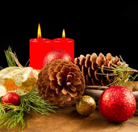 Rustic Christmas candles with spices and nuts — Stock Photo © brebca ...