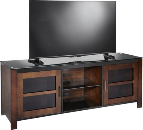 Insignia™ TV Stand for Most Flat-Panel TVs Up to 70" Black/Brown NS ...