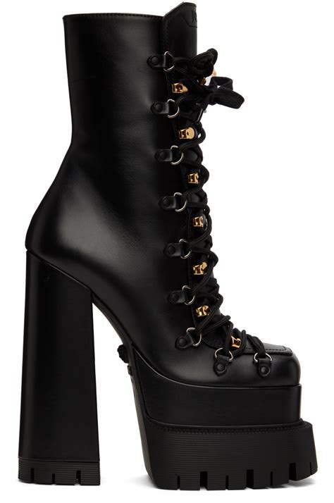 Versace Black Aevitas Platform Boots Versace