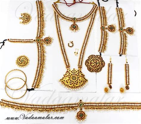 South Indian Kemp Stone Full Bridal Sets Indian Wedding Jewelry Red